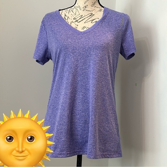 Reebok Tops - Reebok Dri-Fit Top Short Sleeve Shirt V-neck Purple Casual Size Medium NWOT